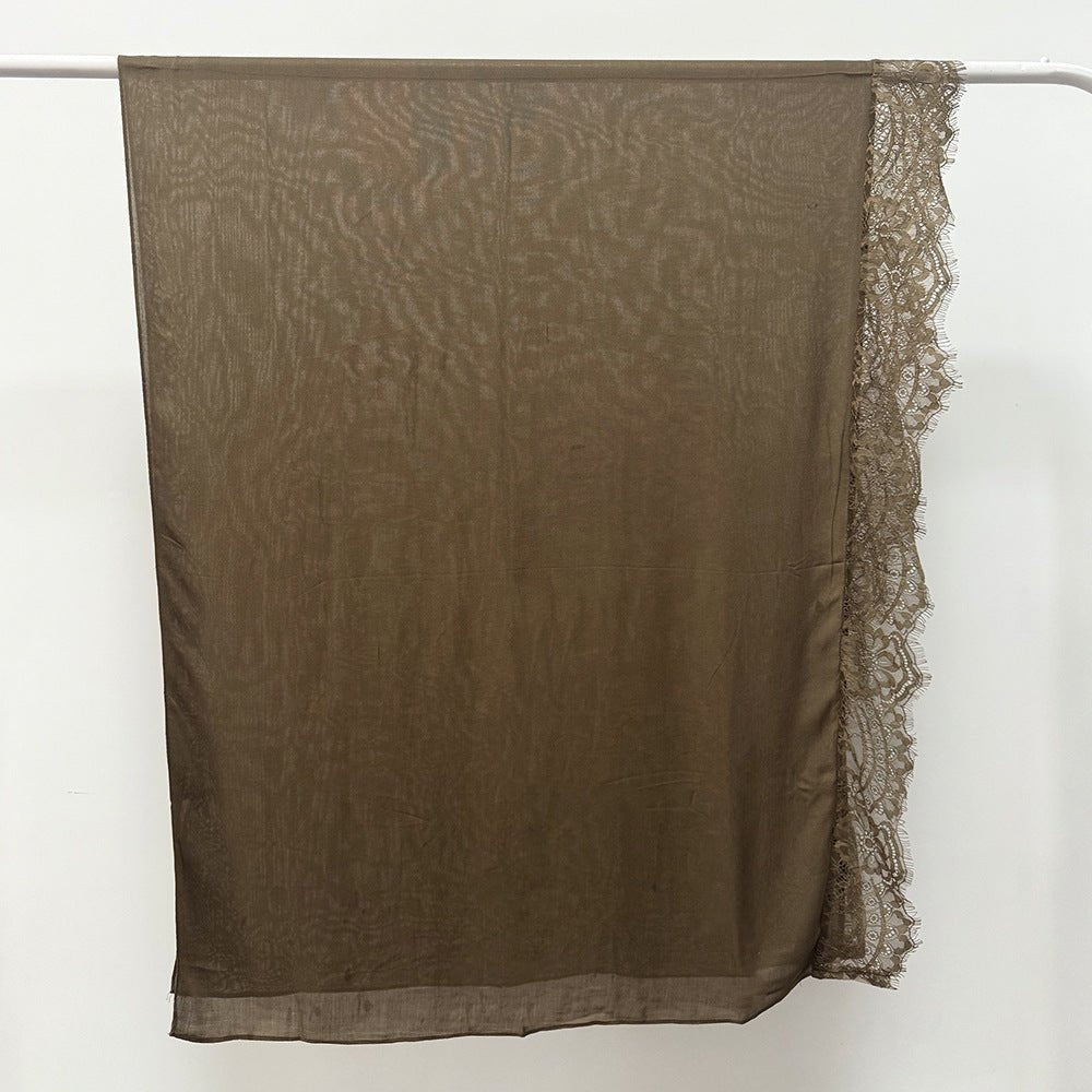 Hijab en rayonne avec bordure en dentelle (MH211)