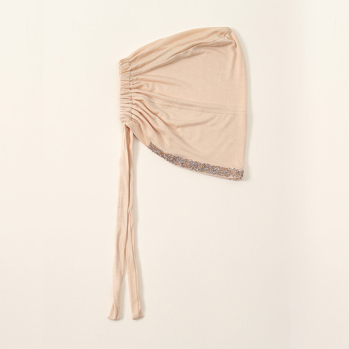 Bonnet Hijab de Luxe en Coton Mercerisé, Orné de Cristaux, Réglable avec Lacet Élastique, Design Respirant (MH115)