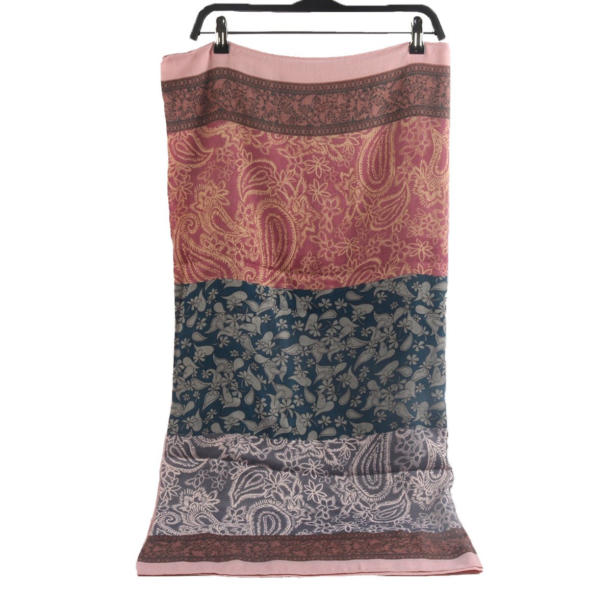 Écharpe Hijab Imprimé Paisley Toucher Cachemire | Châle 180x85cm à Franges avec Motifs Traditionnels (MH150)