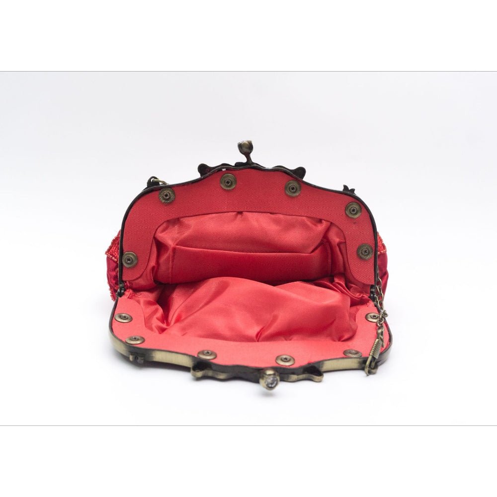 Pochette de soirée brodée de roses avec sequins et perles (MAC291)
