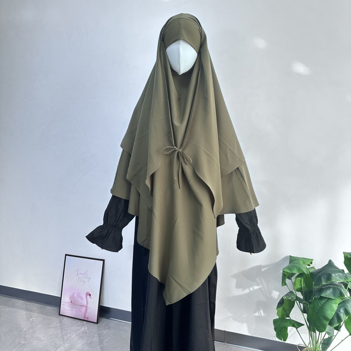 Khimar à double couche avec nœud devant (MK033)