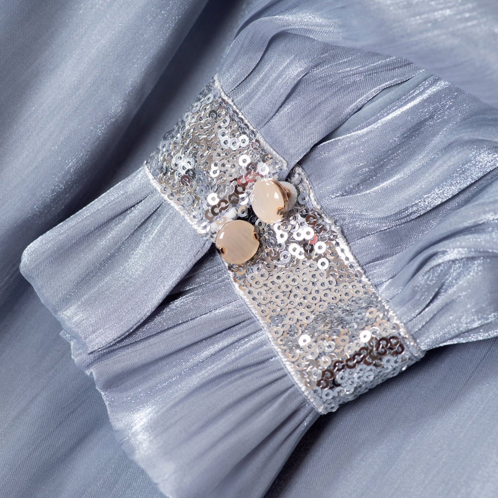 Abaya Élégante à Manchette Fleurie Brillante et Sequins | Abaya Brillante avec Sequins (MA140)