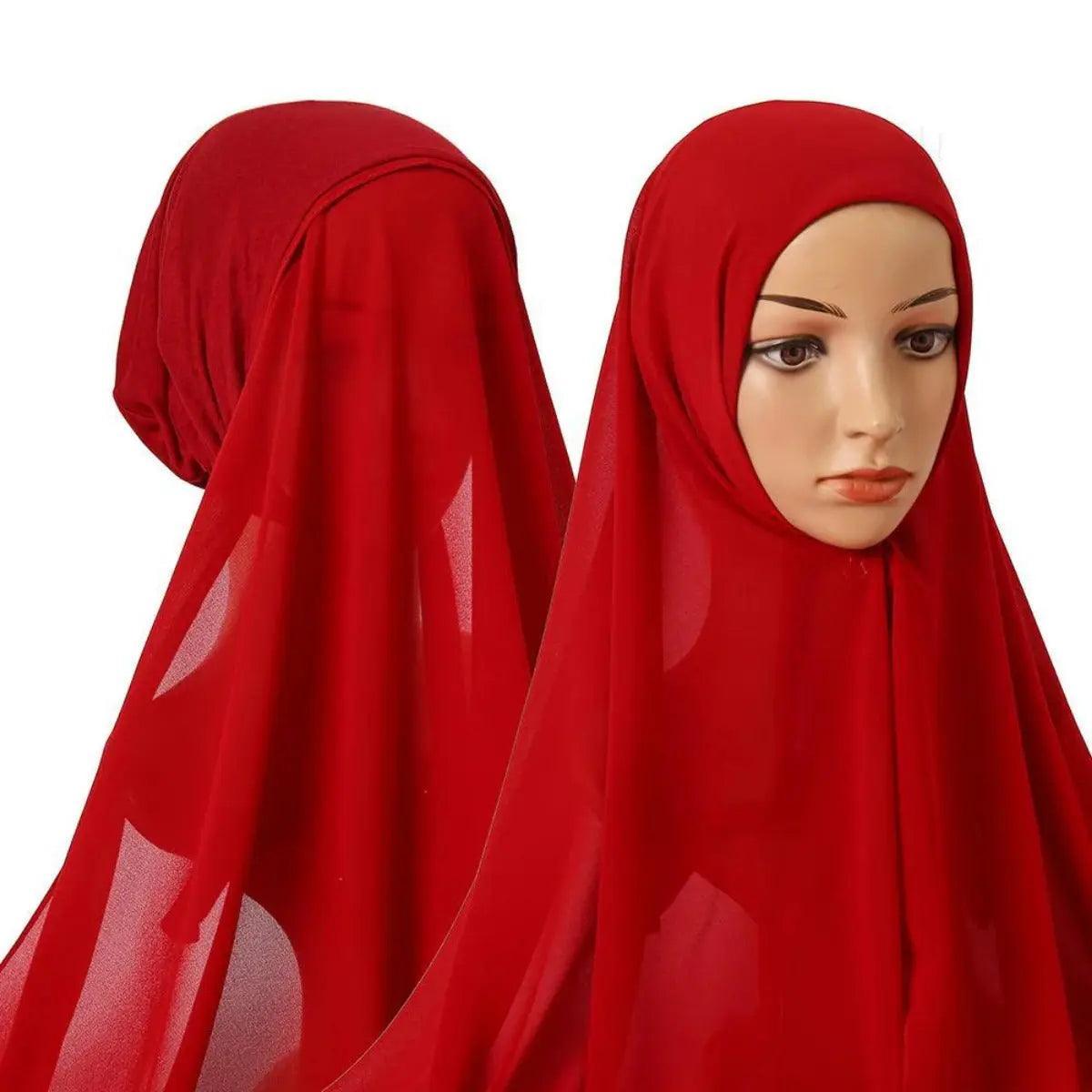 Hijab Instant en Mousseline avec Bonnet Intégré (MH004)