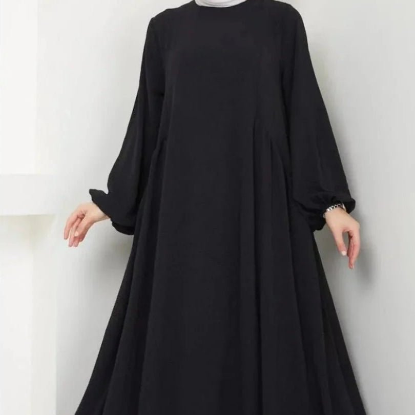Abaya modeste coupe ample à manches lanternes | Abaya enfilable en crêpe glacé (MA153)