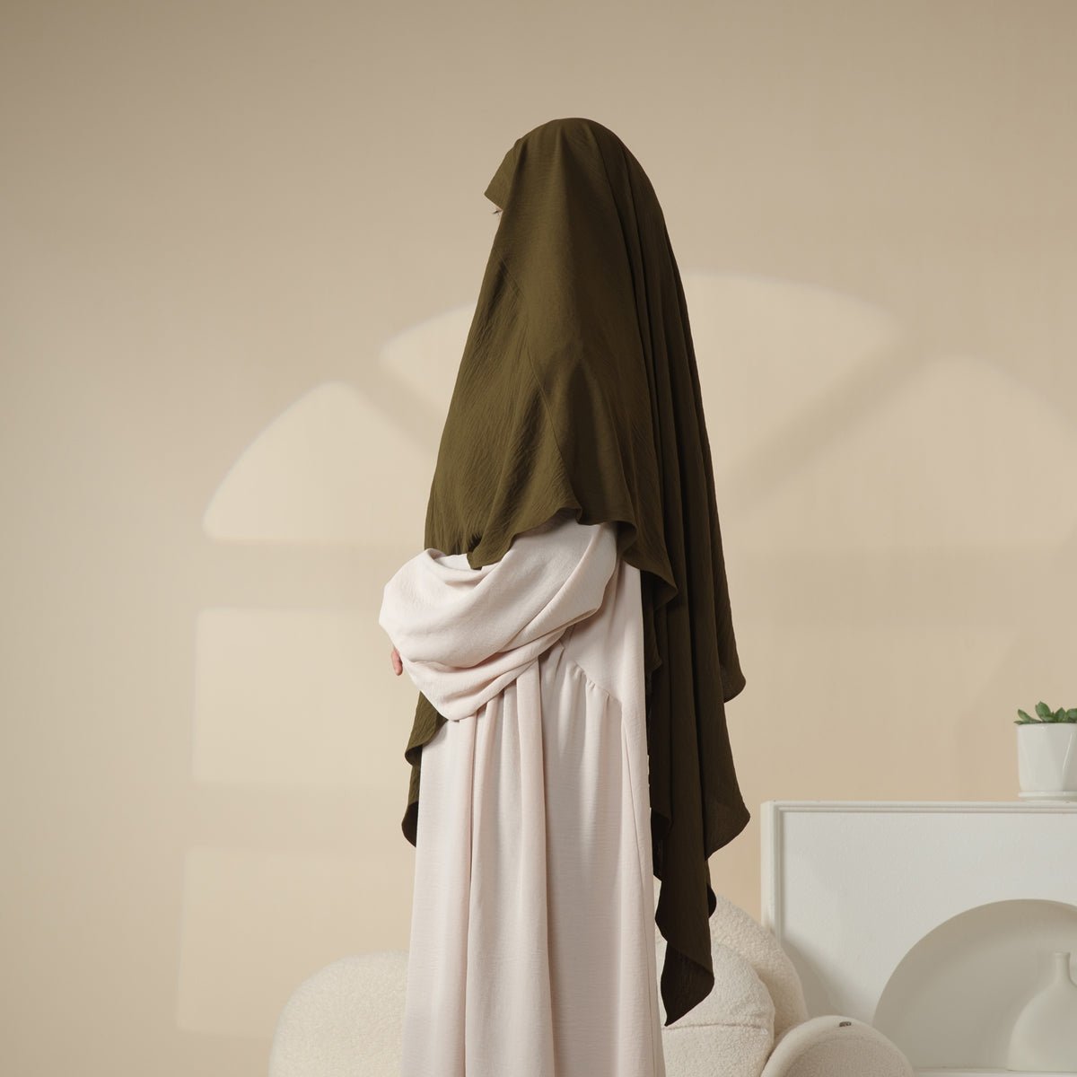 Nouveau Khimar Crêpe 1 Couche | Khimar en Matière Crêpe Souple (MK009)
