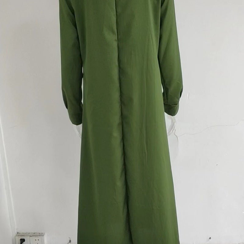 Robe Maxi Élégante à Col en V avec Cordon de Serrage | Tenue Modeste Contemporaine (MS121)