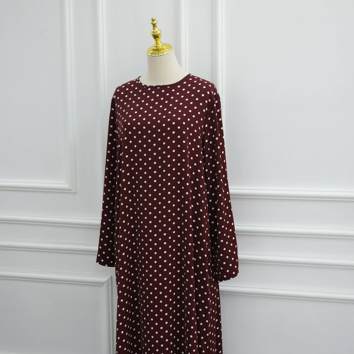Abaya Maxi Dress Manches Évasées à Pois (MA464)