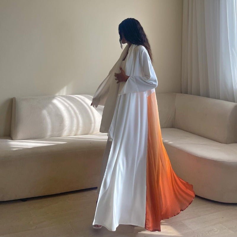 Robe Abaya Plissée Élégante à Dégradé | Robe Longue en Mousseline Pudique pour Femme Musulmane (MOA223)