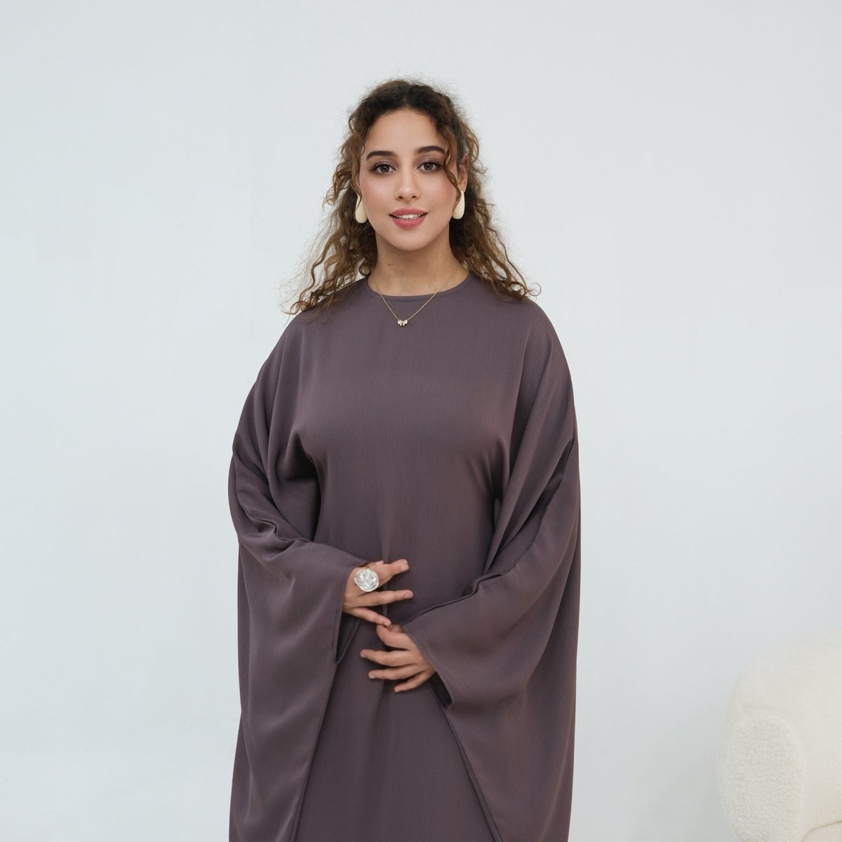 Robe Maxi Nida Crinkle Batwing Sleeve(MA458)