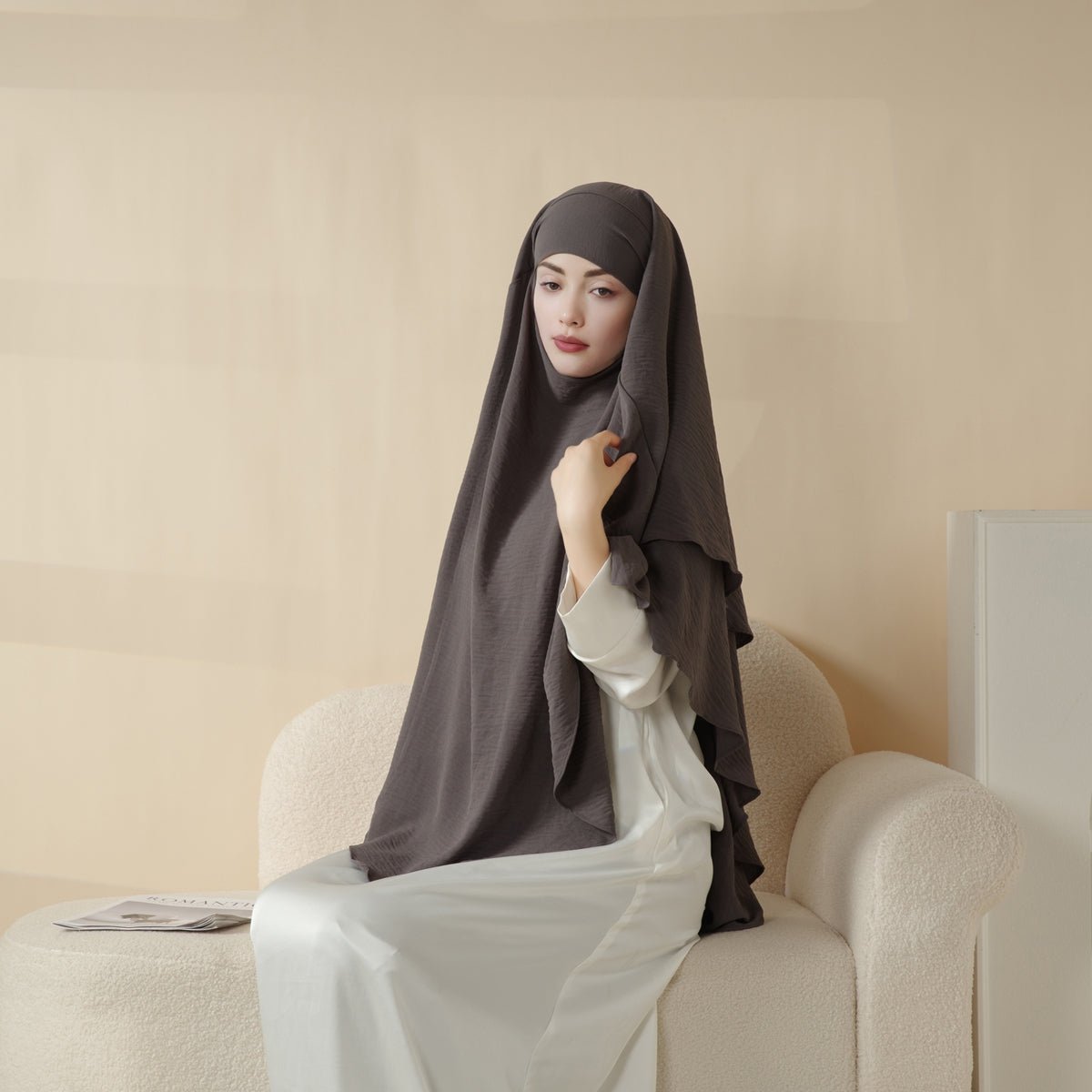 Nouveau Khimar Deux Couches en Crêpe (MK010)