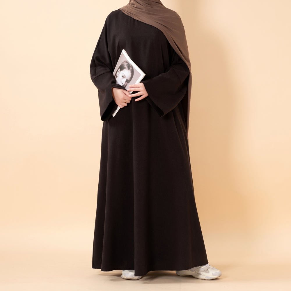 Abaya pull effet lin premium avec poches (MA341)