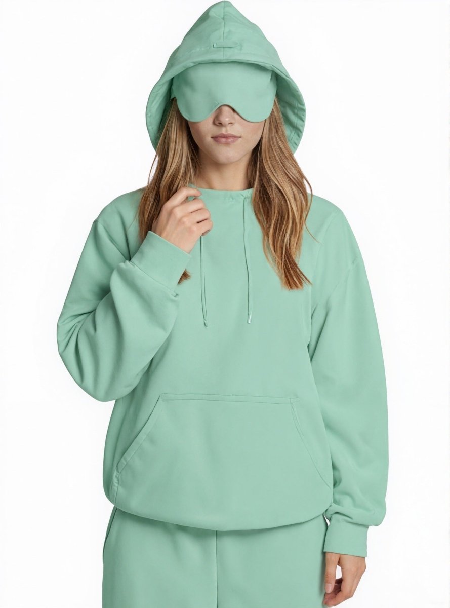 Sweat à capuche Travel Mode avec masque de sommeil intégré | Pull oversize avec masque de sommeil intégré (MS209)