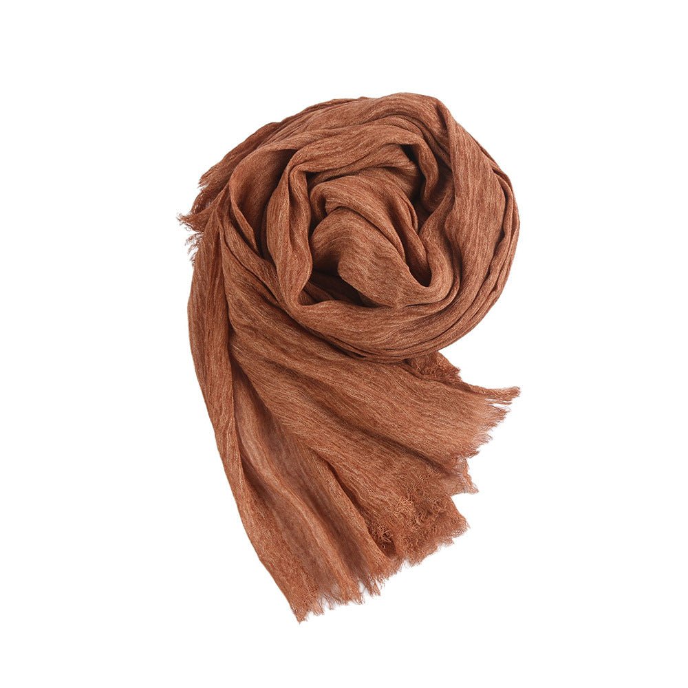 Hijab en Rayonne Texturée Froissée Coloris Unis Hijab Enveloppant Respirant pour Femme (MH145)