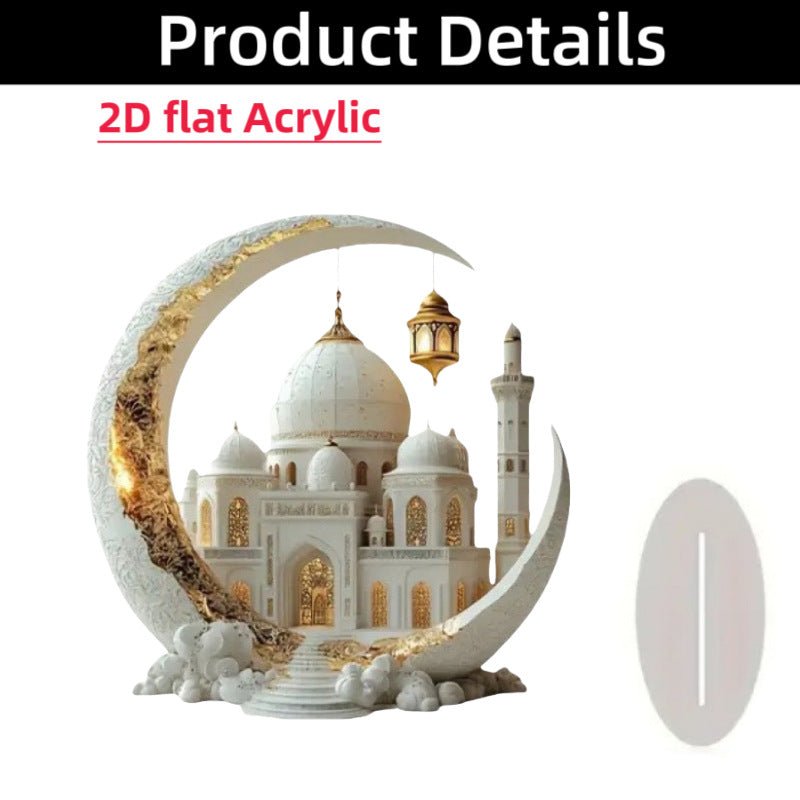 Croissant islamique avec motifs islamiques - Ornement de bureau en acrylique (MAC398)