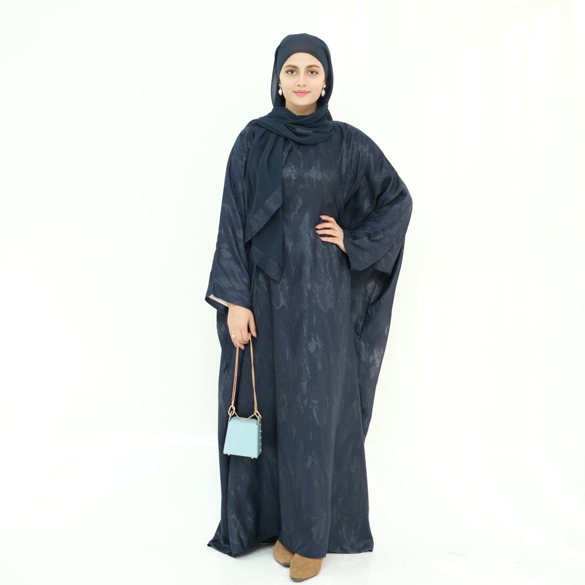 Abaya Maxi Manches Chauve-souris Jacquard (MA447)