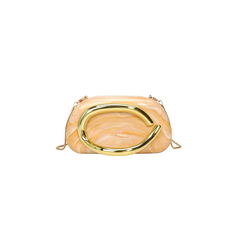 Pochette de soirée en acrylique | Sac de fête avec poignée métallique et chaîne (MAC354)