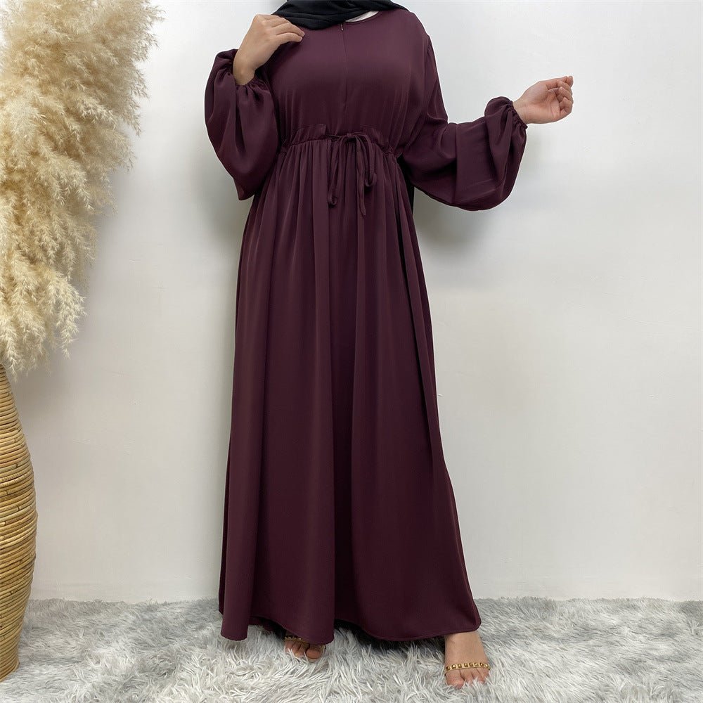 Abaya Ample Modeste pour Musulmane, Manches Extensibles, Fermeture Éclair Frontale, Coupe Trapèze (MA175)