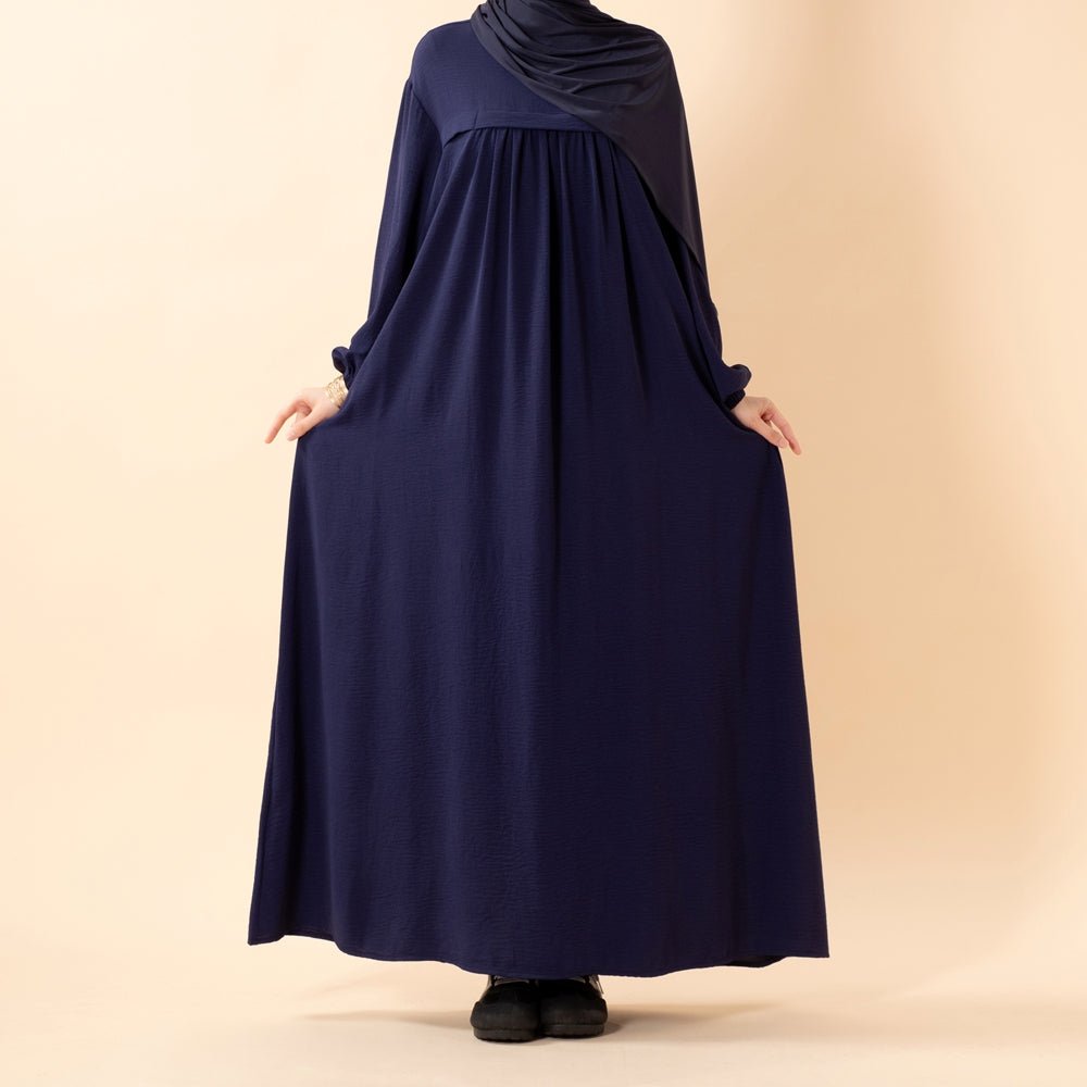 Abaya en Crêpe avec Poches Sécurisées pour l'Omra (UKMA386)