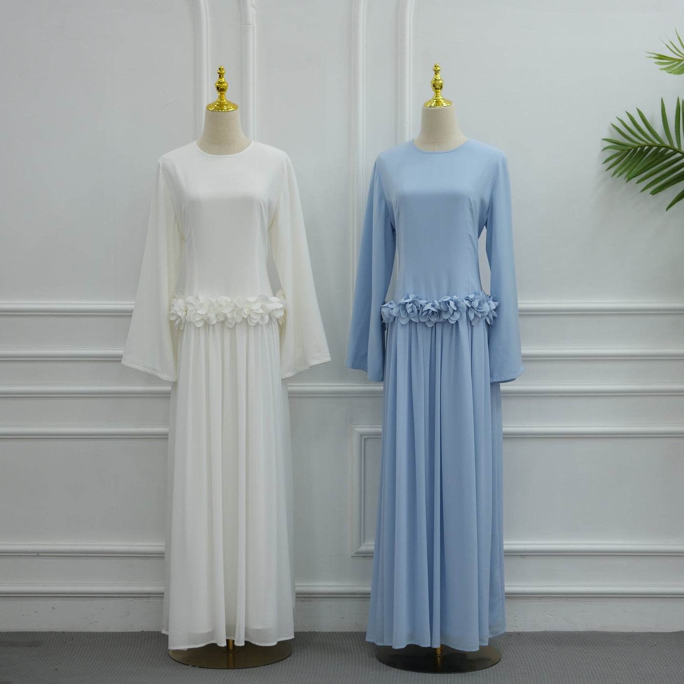 Robe Maxi Ajustée à la Taille 3D Rose(MS515)