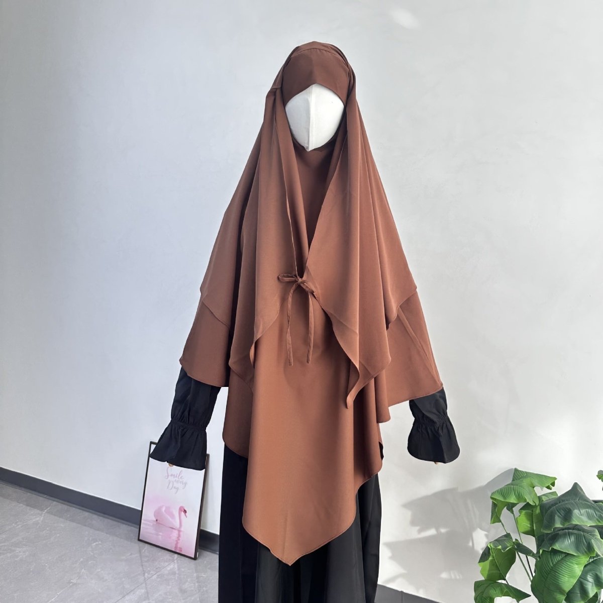 Khimar à double couche avec nœud devant (MK033)