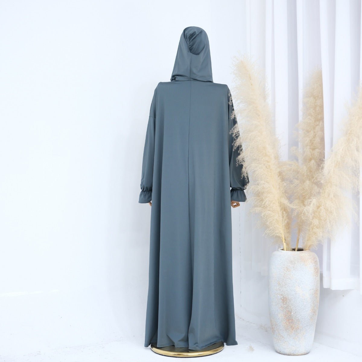 Collection d'Abayas Casual à Capuche Modest | Robes Ton sur Ton avec Manches Bouffantes (MJ021)