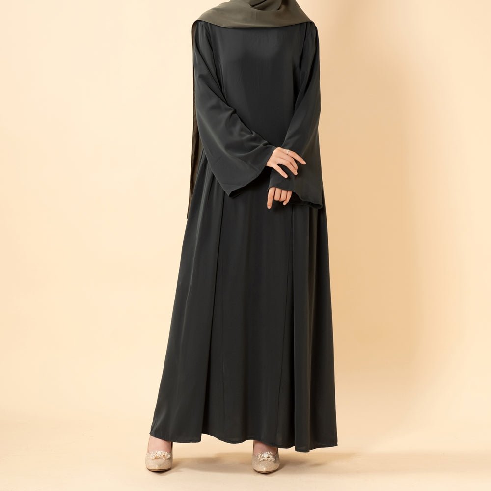 Robe Nida Évasée Maxi avec Jupe Patineuse Plissée & Manches Cloche Larges (MS435)