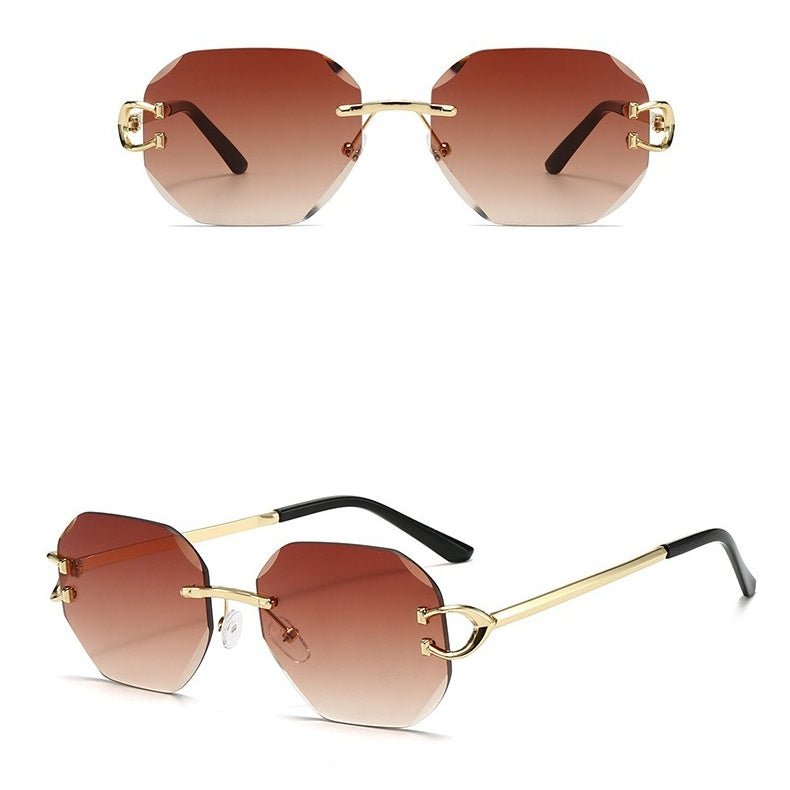 Lunettes de soleil vintage sans monture à bords taillés - Modèle statement polygonal sans cadre (MAC266)