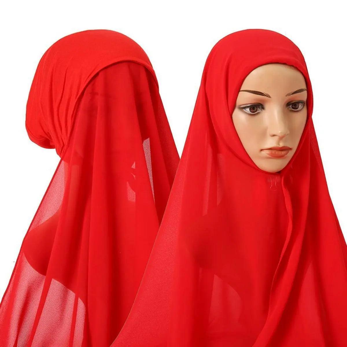 Hijab Instant en Mousseline avec Bonnet Intégré (MH004)