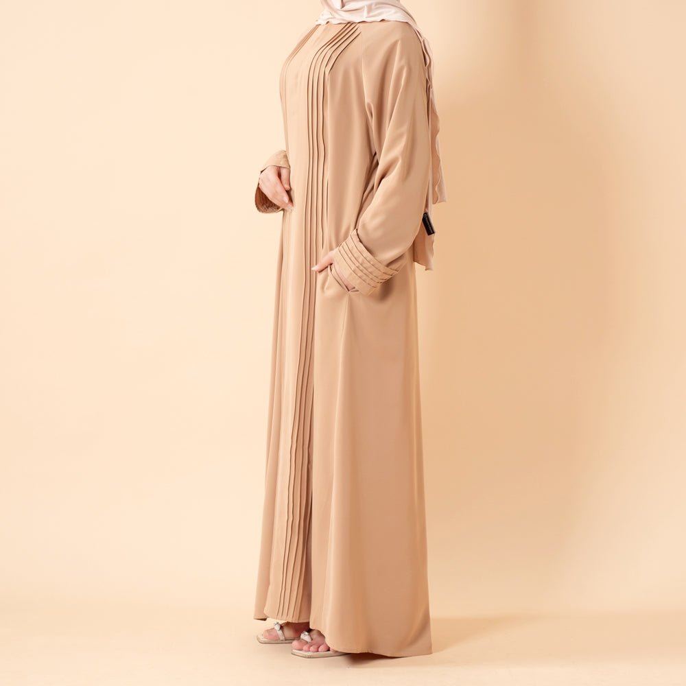 Abaya Serene plissée en georgette, coupe ample et longueur intégrale, style modeste (MA254)