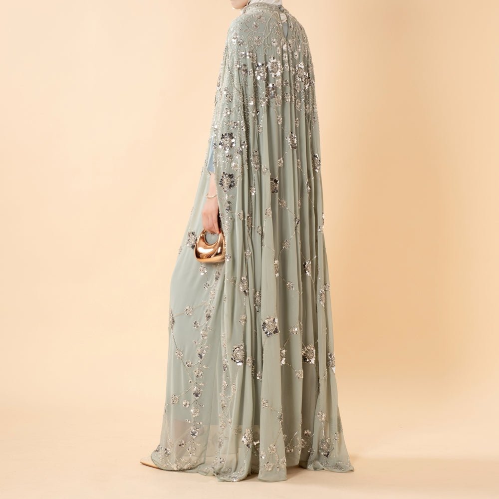 Abaya Batwing Brodée de Paillettes (MA454)
