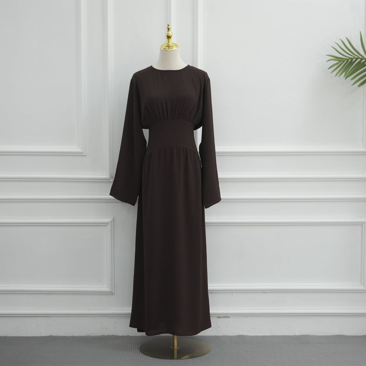 Robe Maxi Ice Silk Froncée à la Taille(MS521)