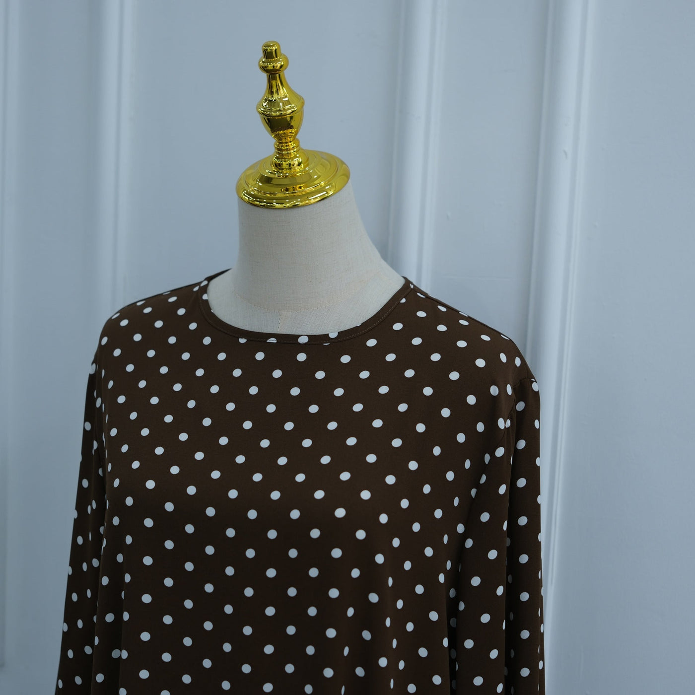 Abaya Maxi Dress Manches Évasées à Pois (MA464)