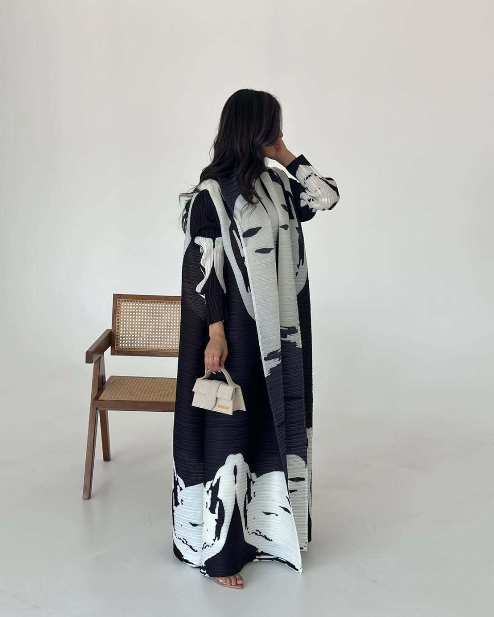 Trench-coat Musulman à Imprimé Floral - Veste Cape Robe Modeste pour la Ville (MOA212)