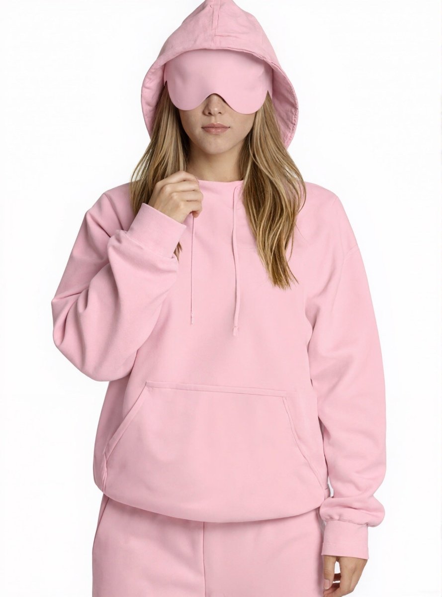 Sweat à capuche Travel Mode avec masque de sommeil intégré | Pull oversize avec masque de sommeil intégré (MS209)