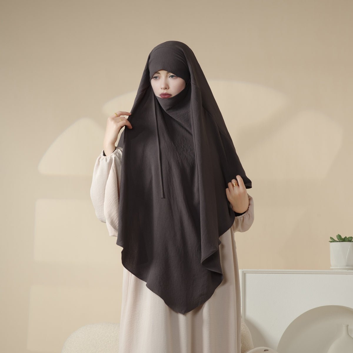 Nouveau Khimar Crêpe 1 Couche | Khimar en Matière Crêpe Souple (MK009)