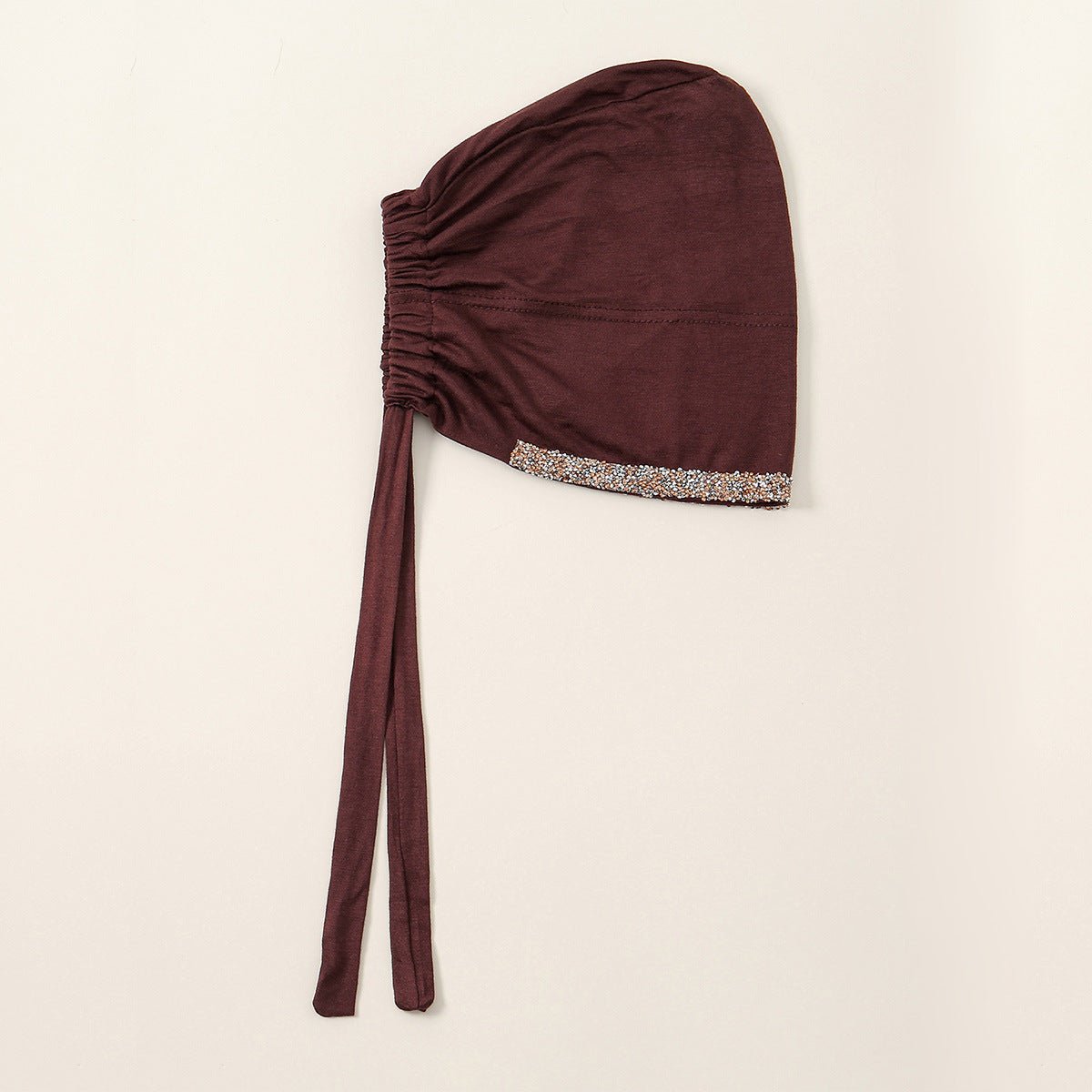 Bonnet Hijab de Luxe en Coton Mercerisé, Orné de Cristaux, Réglable avec Lacet Élastique, Design Respirant (MH115)