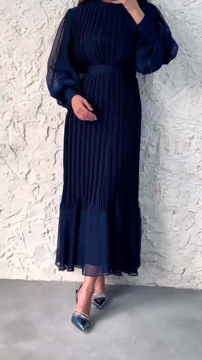 Robe Abaya élégante et légère à jupe longue texturée et manches bouffantes (MA201)