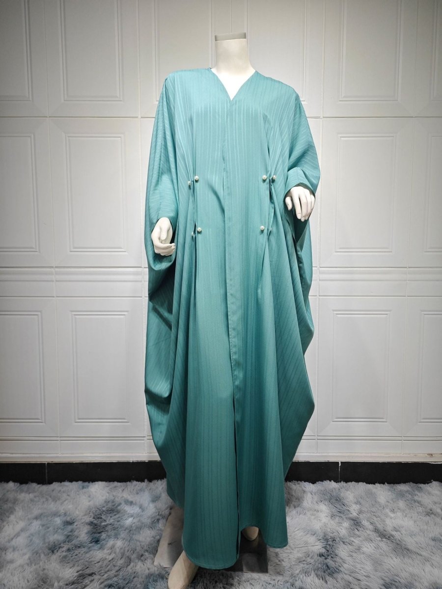 Cardigan Abaya Col en V | Kimono à Manches Chauve-Souris avec Boutons Perlés (MOA226)