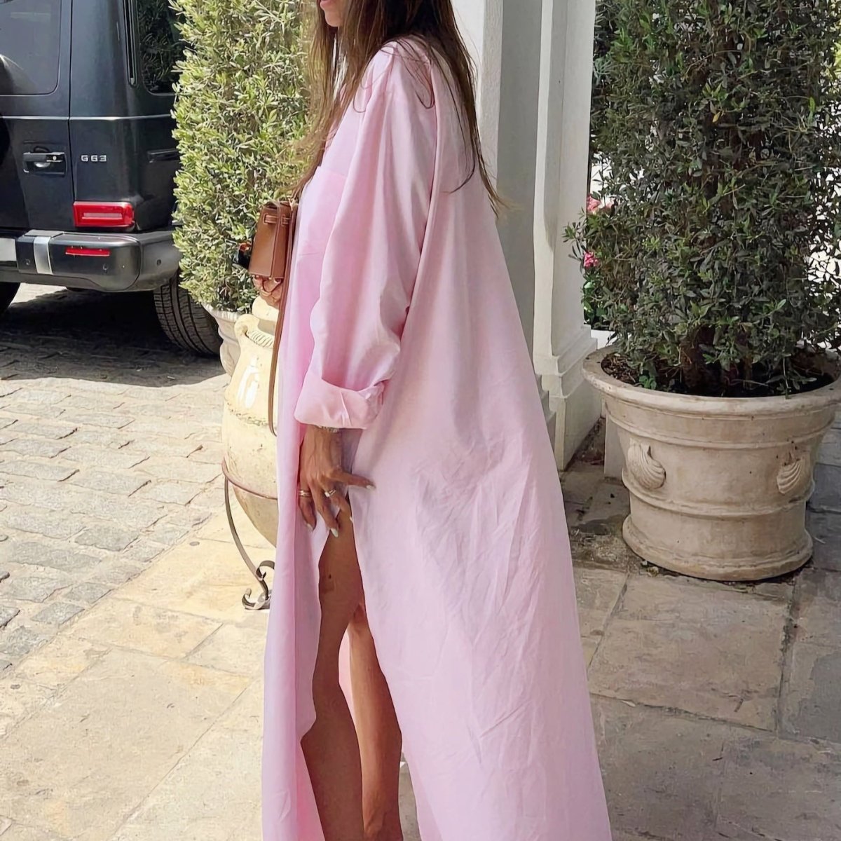 Robe-chemise oversize avec fentes latérales (MS332)