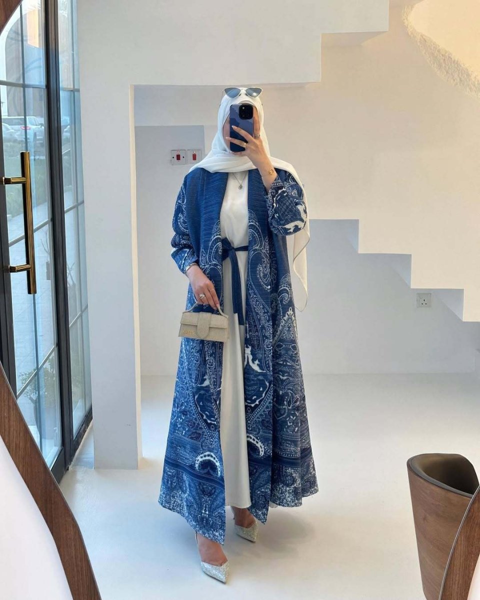Trench-coat Musulman à Imprimé Floral - Veste Cape Robe Modeste pour la Ville (MOA212)