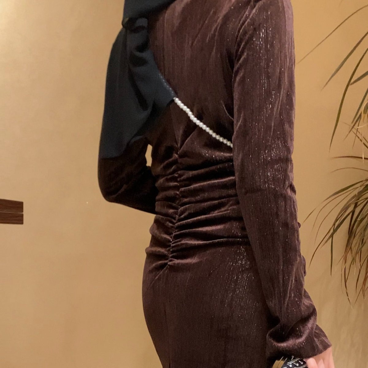 Robe Sirène en Velours Scintillant Froncée (MA358)