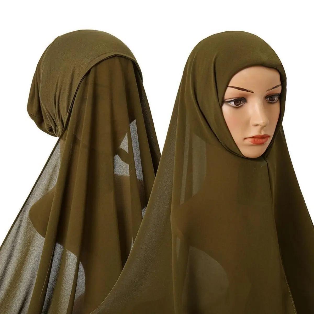 Hijab Instant en Mousseline avec Bonnet Intégré (MH004)