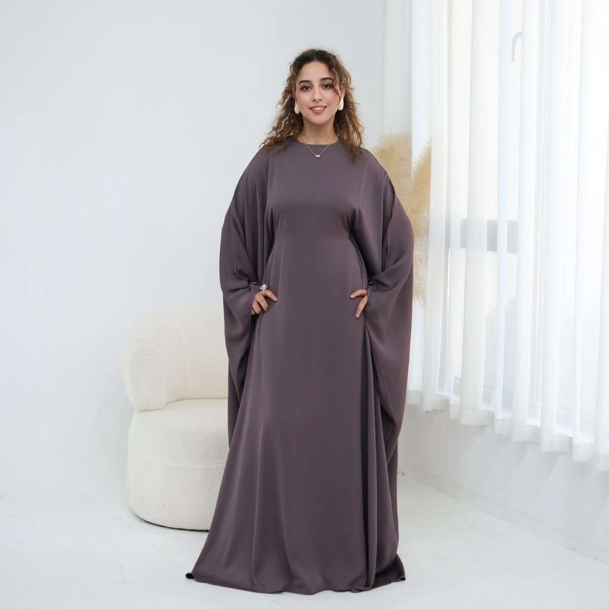 Robe Maxi Nida Crinkle Batwing Sleeve(MA458)