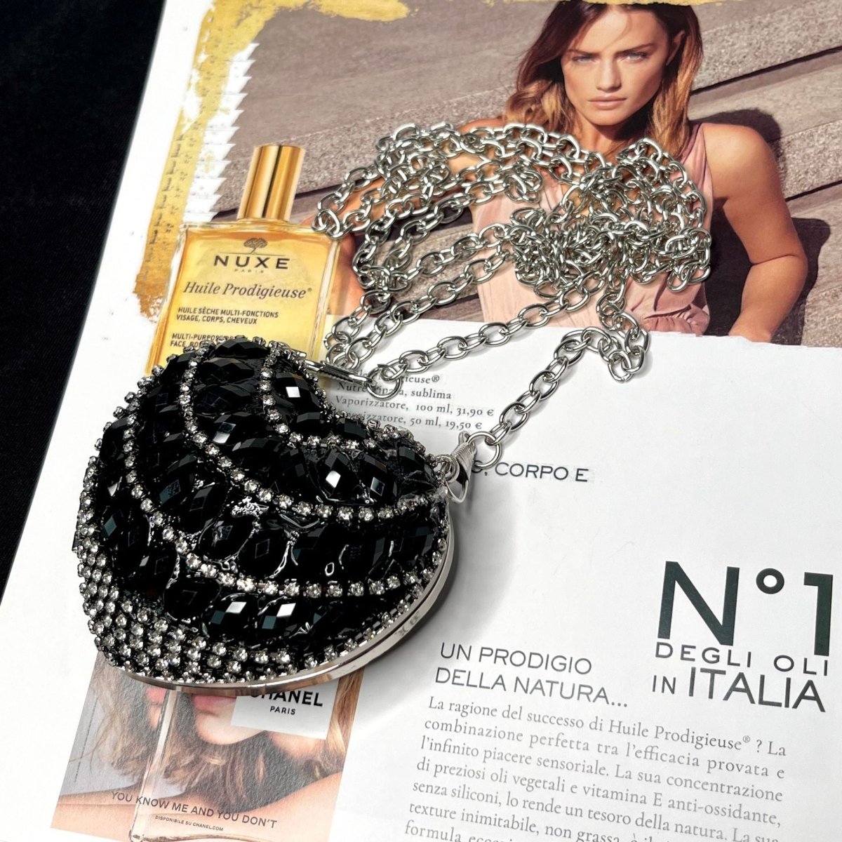 Sac bandoulière étincelant en forme de cœur – Mini sac à main orné de strass pour un glam au quotidien (MAC279)