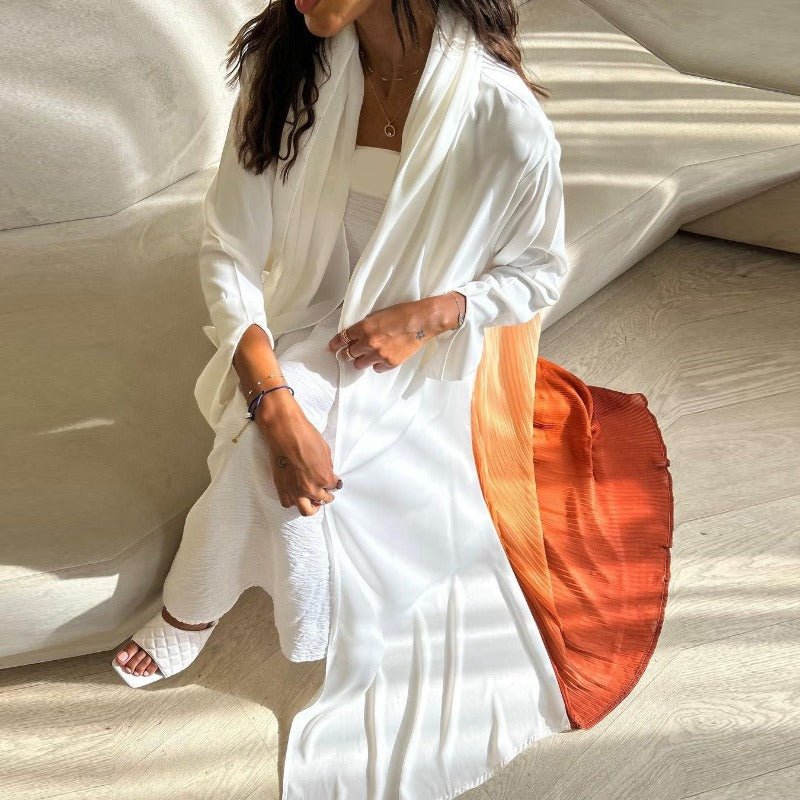 Robe Abaya Plissée Élégante à Dégradé | Robe Longue en Mousseline Pudique pour Femme Musulmane (MOA223)