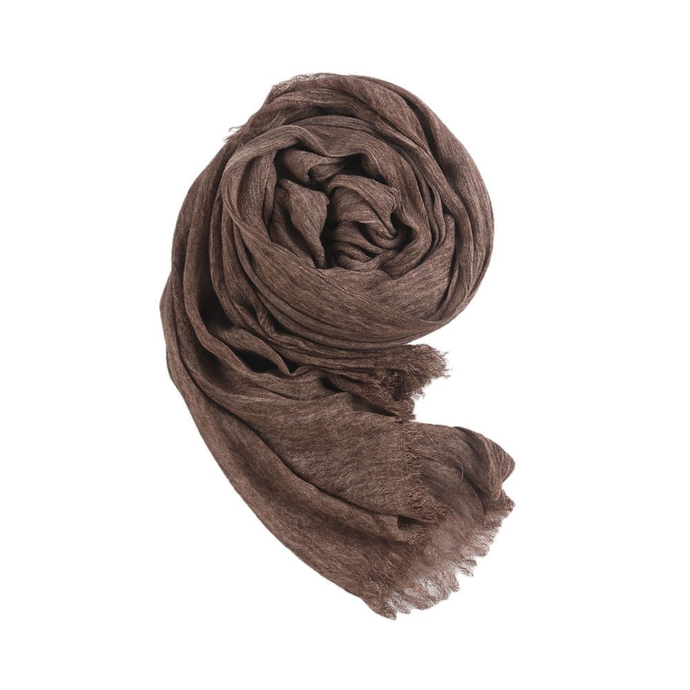 Hijab en Rayonne Texturée Froissée Coloris Unis Hijab Enveloppant Respirant pour Femme (MH145)