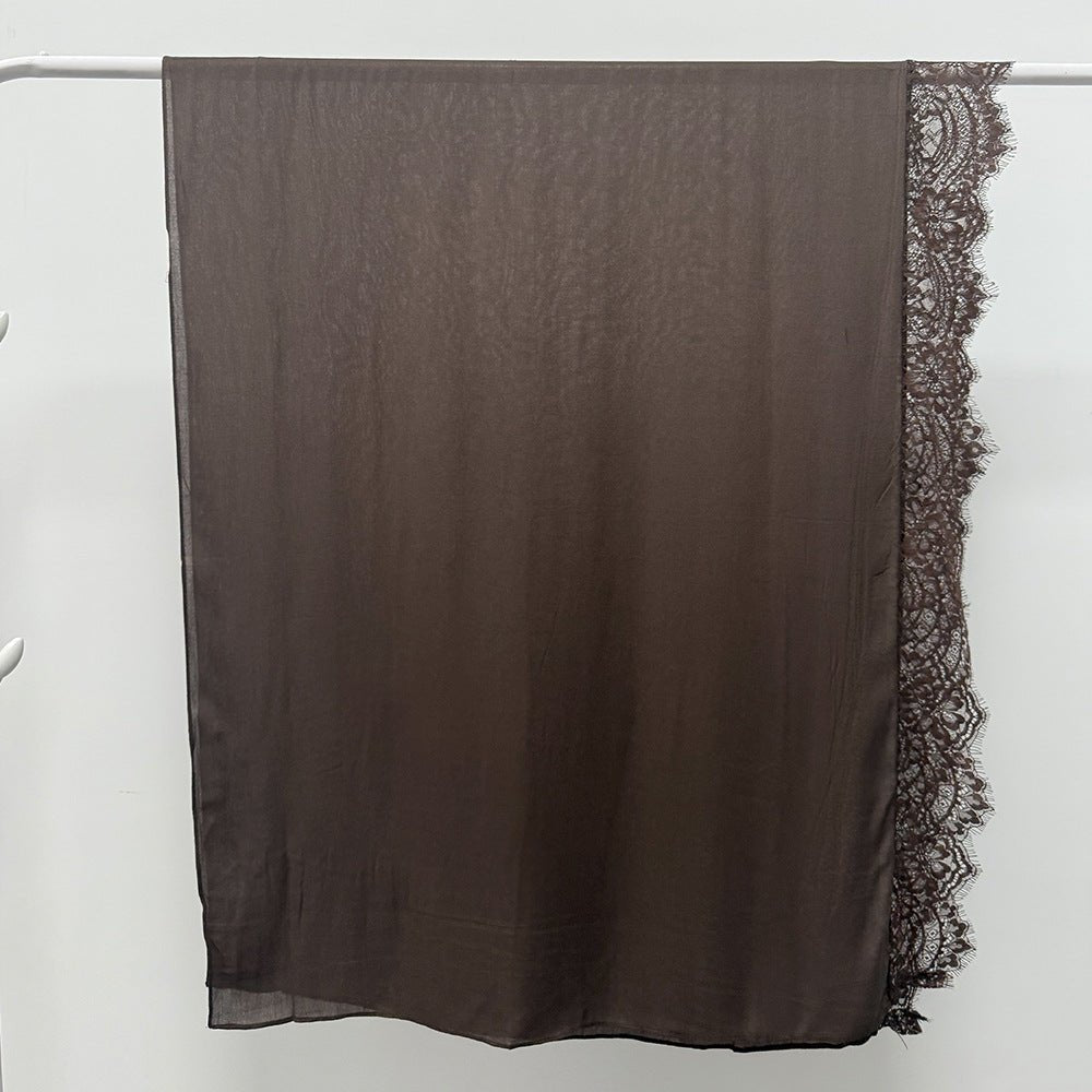 Hijab en rayonne avec bordure en dentelle (MH211)