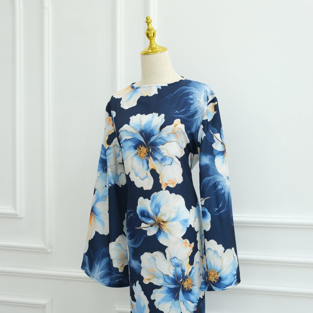 Abaya à imprimé floral avec manches évasées (MA332)