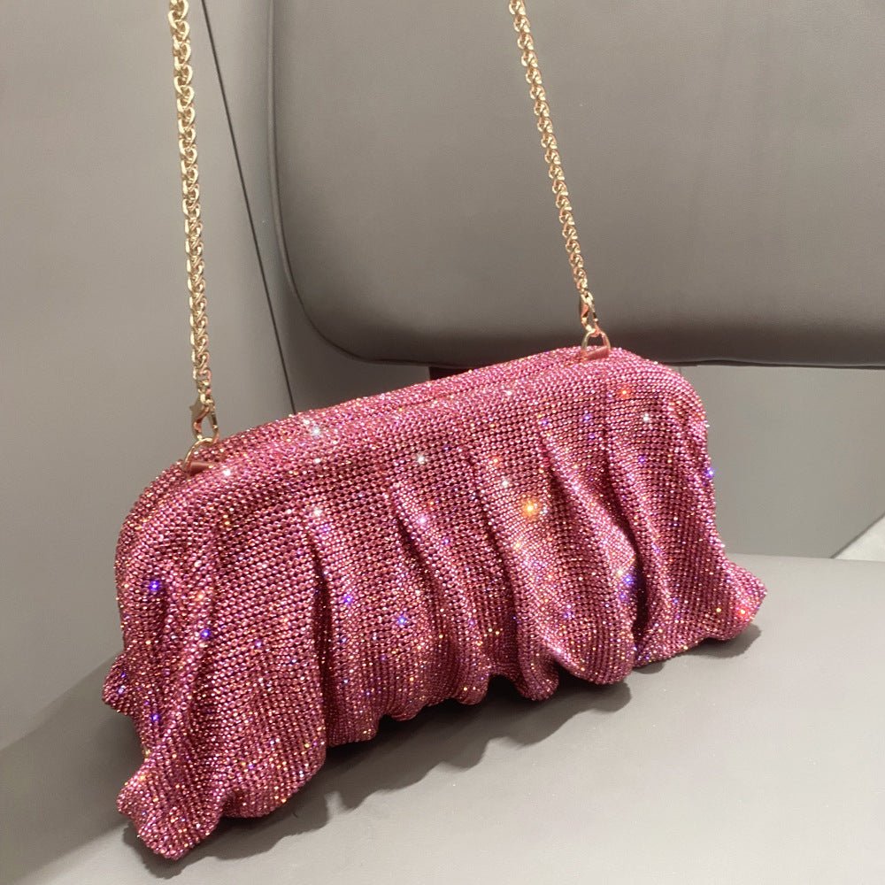 Sac de Soirée Clouté Plissé "Full of Diamond" à Bandoulière avec Fermoir, Sac Femme (MAC257)