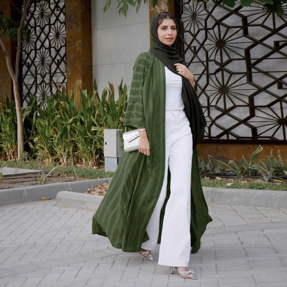 Cardigan Abaya Tricoté Vintage | Veste Longue Ouverte Modeste pour Femme (MOA217)